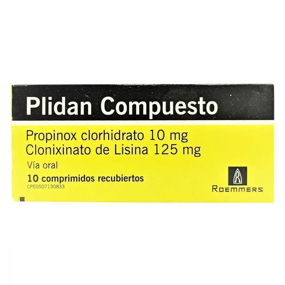 CLONIXINATO DE LISINA / PROPINOXATO, 125 MG / 10 MG, 10, TAB, PLIDAN COMPUESTO