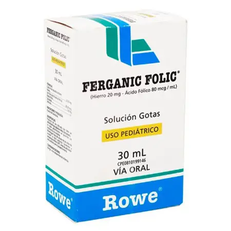 ACIDO FOLICO / HIERRO, 80 MCG / 20 MG / ML, 30 ML, SOL ORAL, FERGANIC FOLIC 