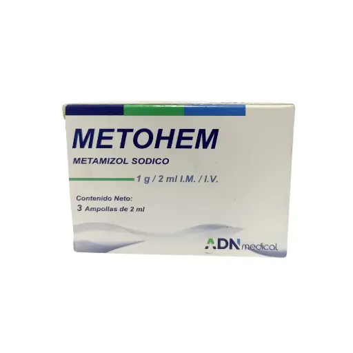 METAMIZOL, 1 GR / 2 ML, 3, AMP, METOHEM 